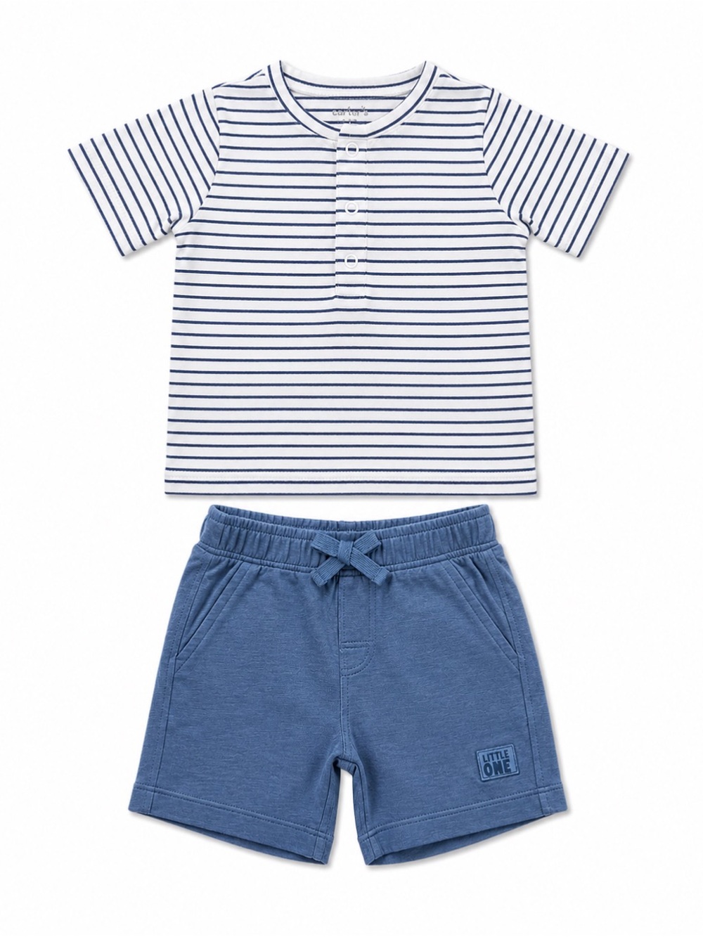Carters White & Blue Striped 2-Piece Tee & Shorts Set Toddler Size 24M